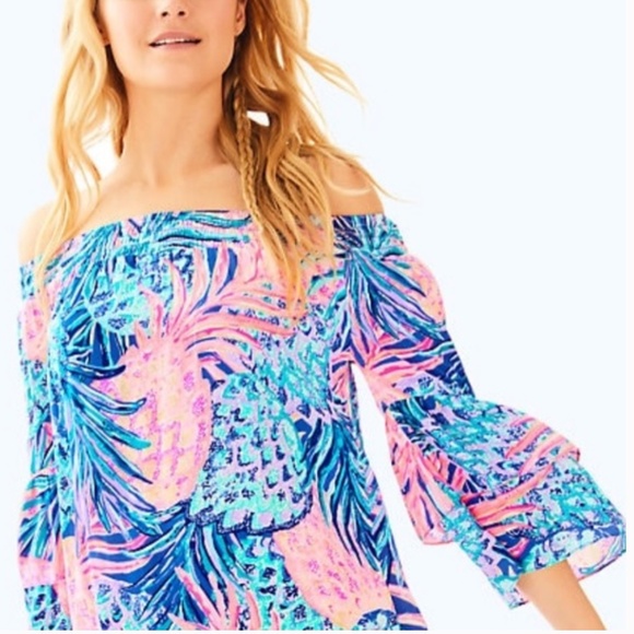 Lilly Pulitzer Dresses & Skirts - Lilly Pulitzer Tobyn Tunic Dress Sz S Gypset Paradise $178 Off The Shoulder